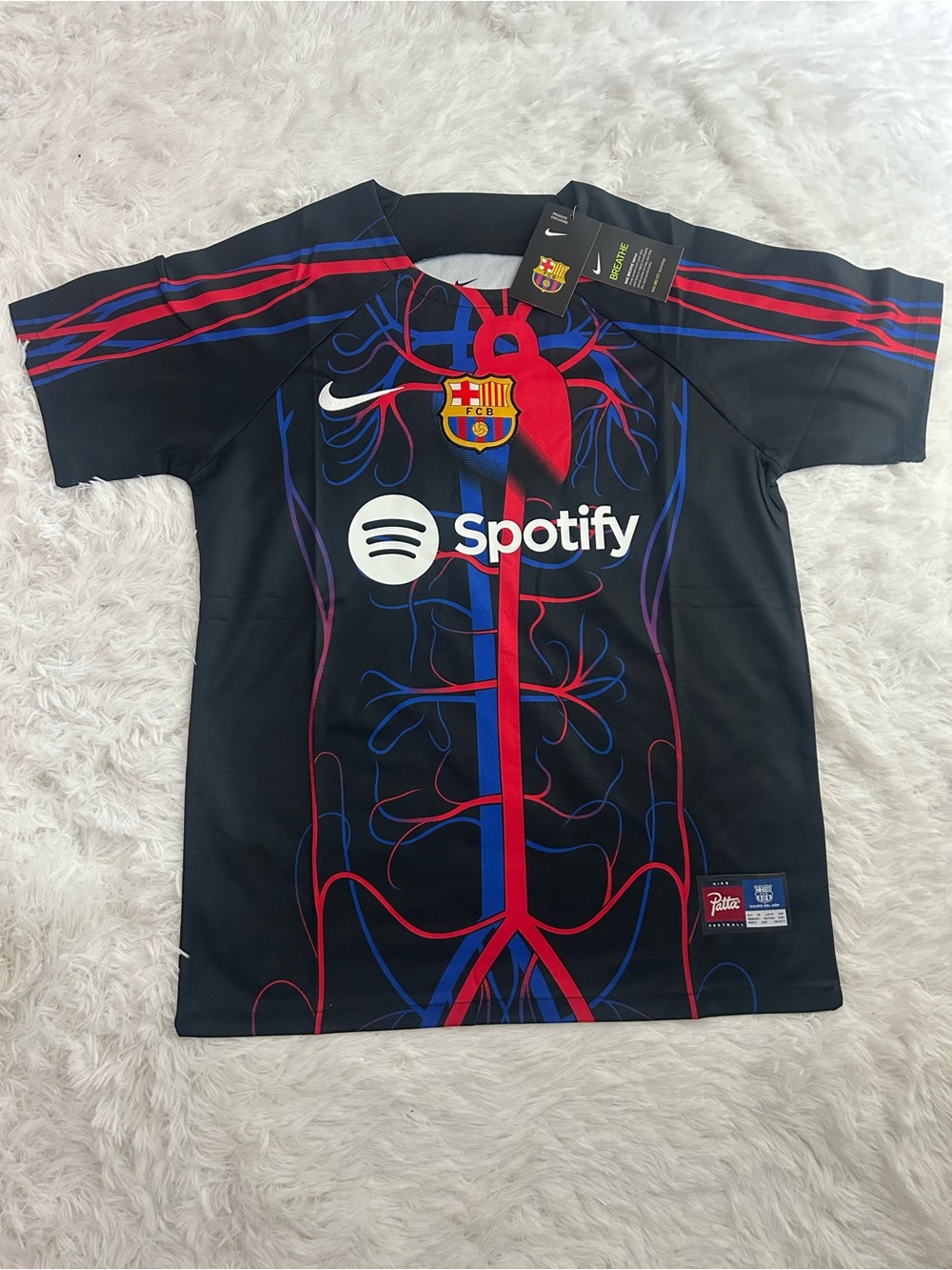 Nike Black FC Barcelona Men's Jersey with Red & Blue Vascular Design